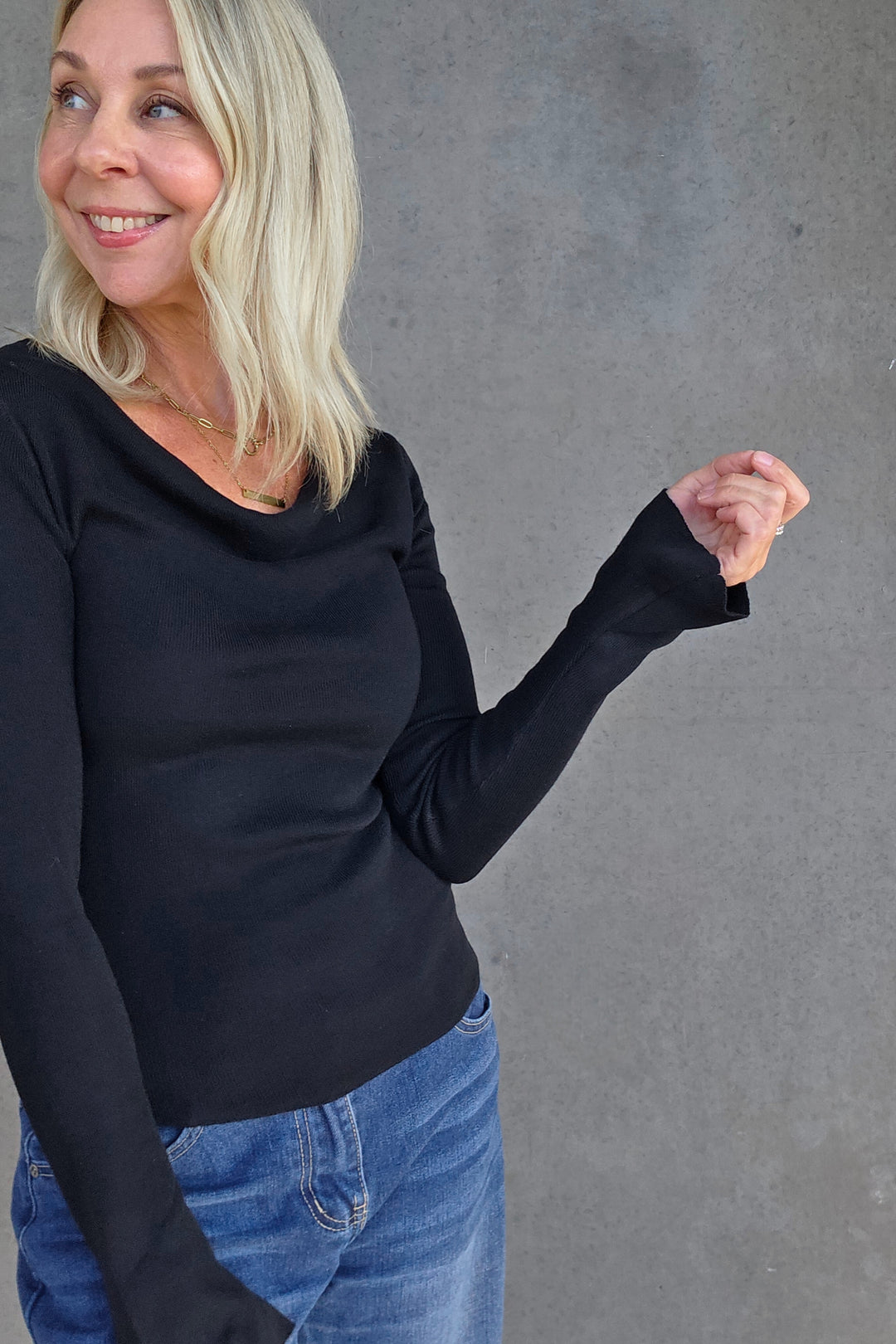 Cowl Neck Knit - Black