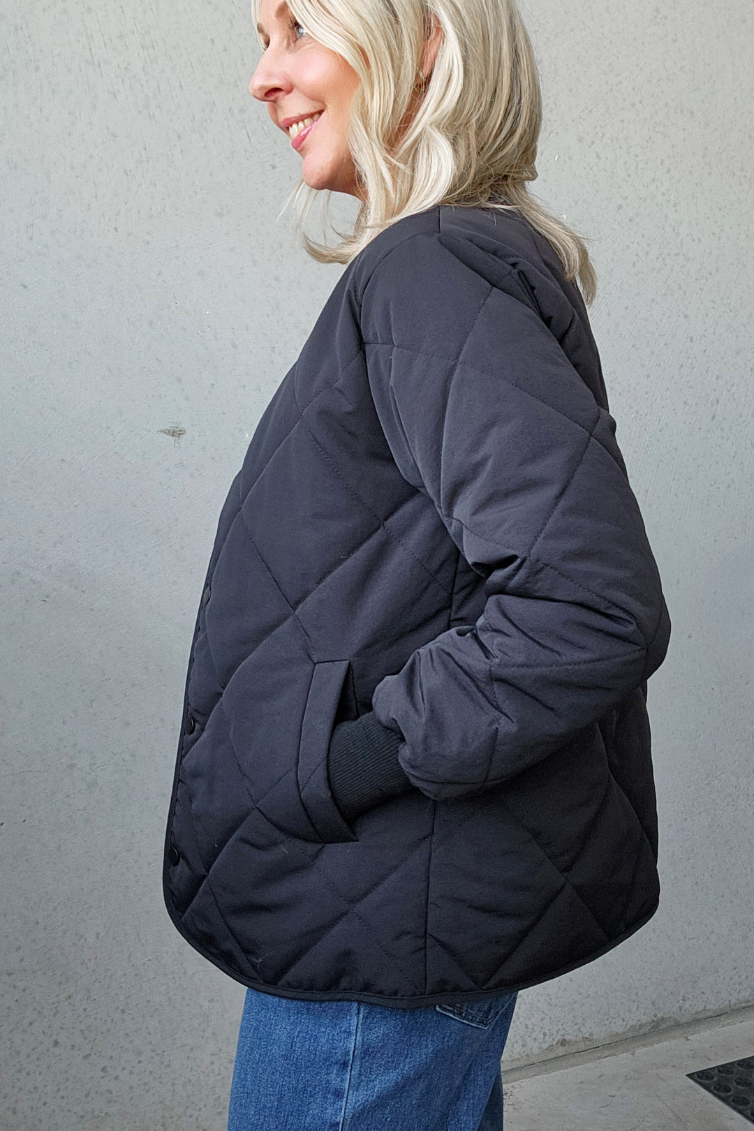 Quilted Spring Jacket - Black