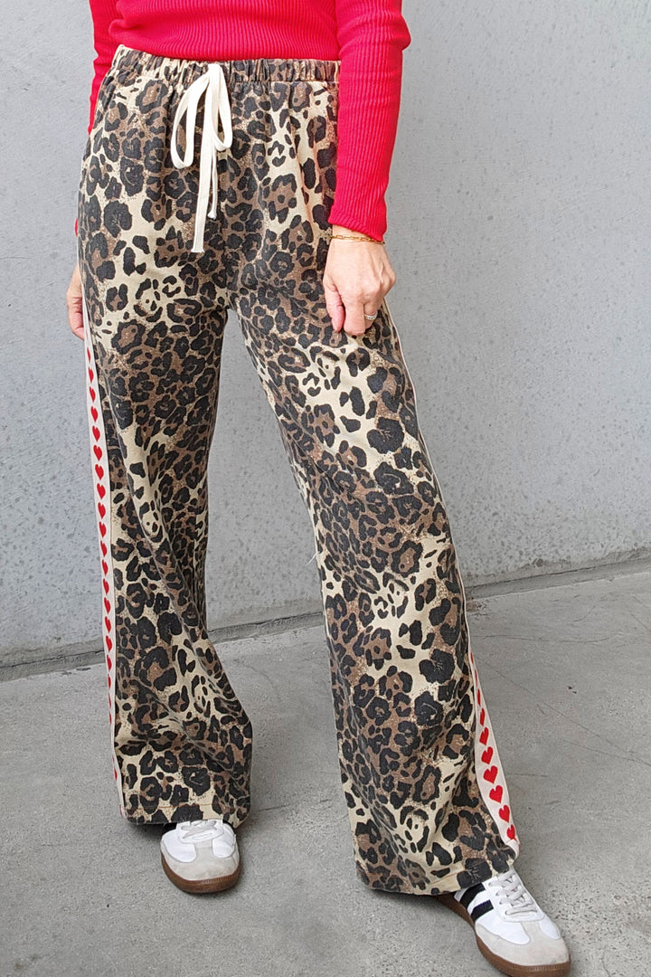 Leopard Heart Racer Pants