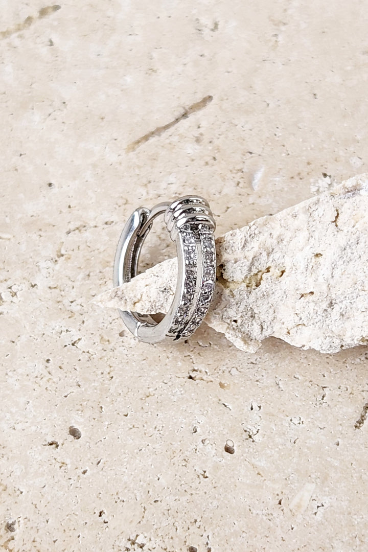 Zircon Tie Earring - Silver