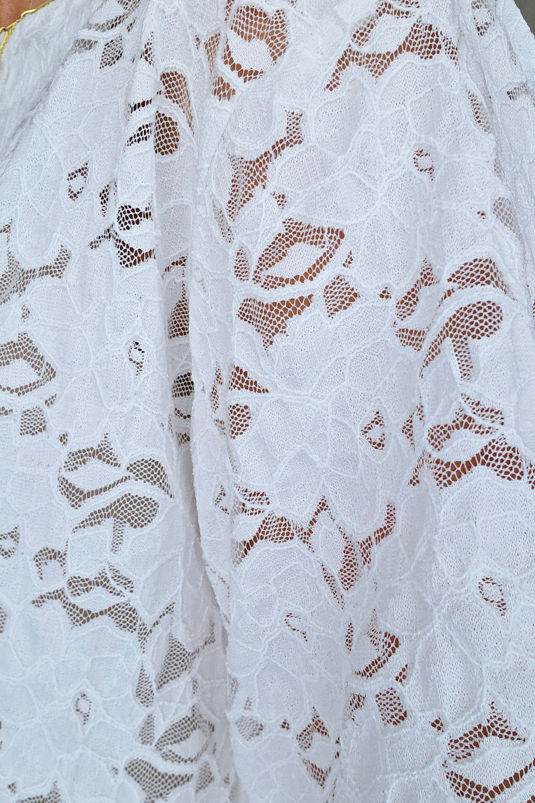 Lace Wide Neck Tee - Ivory