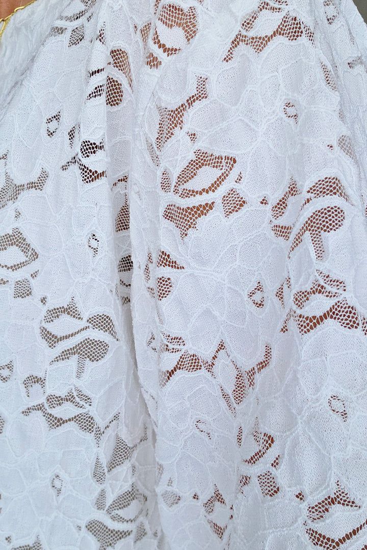 Lace Wide Neck Tee - Ivory