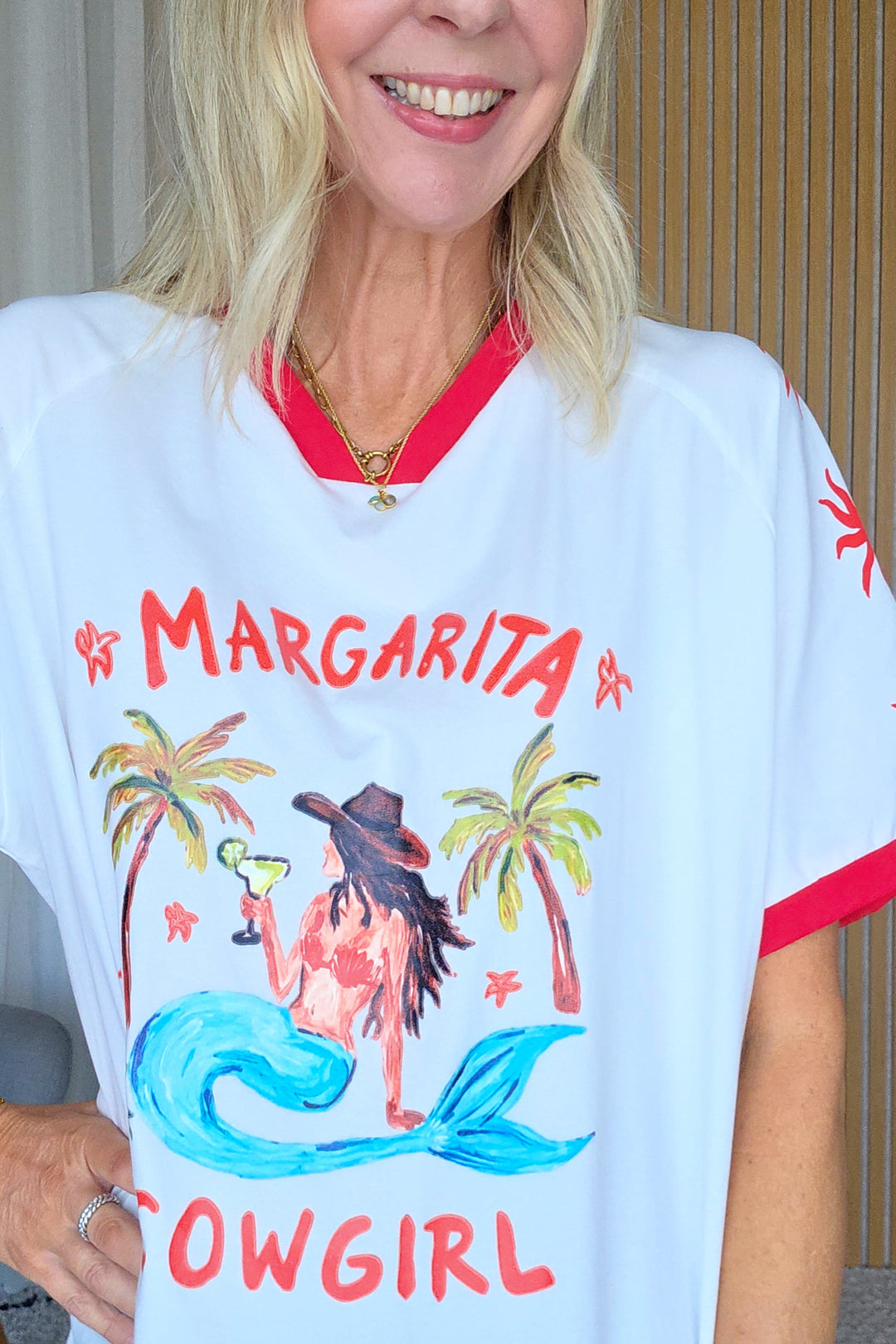 Margarita Cowgirl V-Neck Tee - White