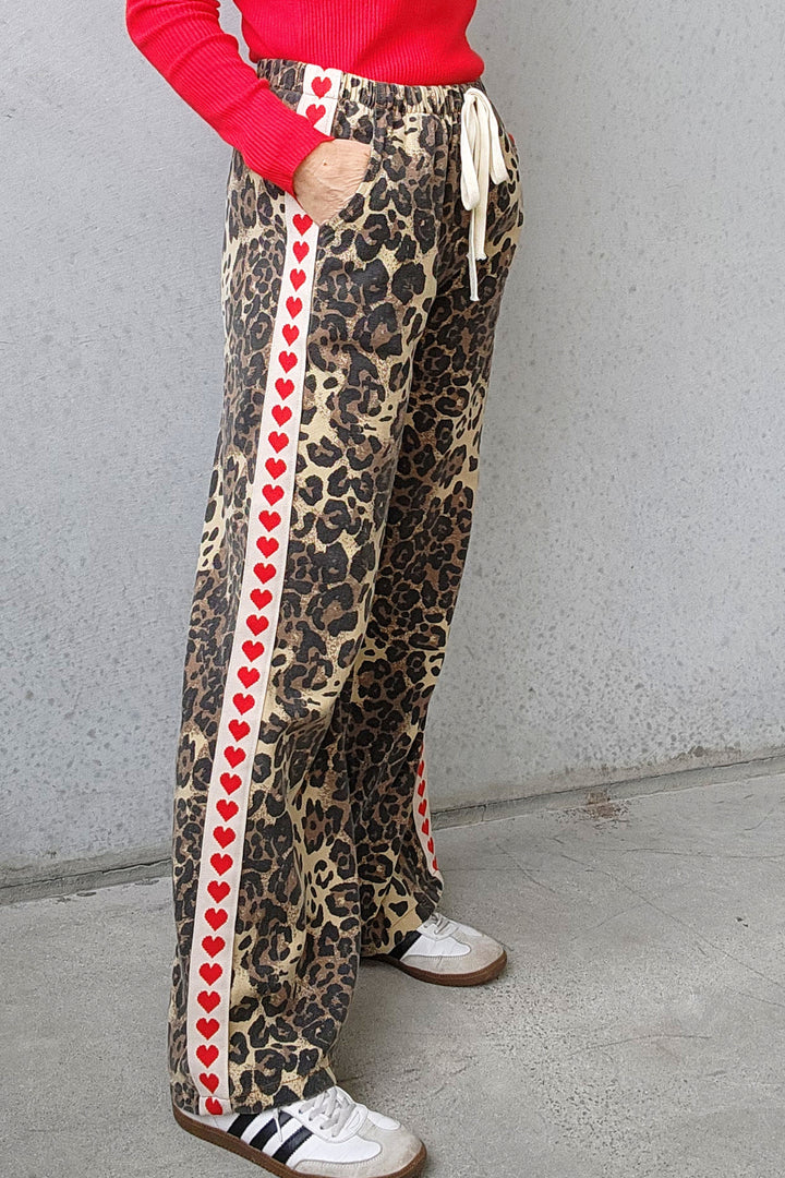 Leopard Heart Racer Pants