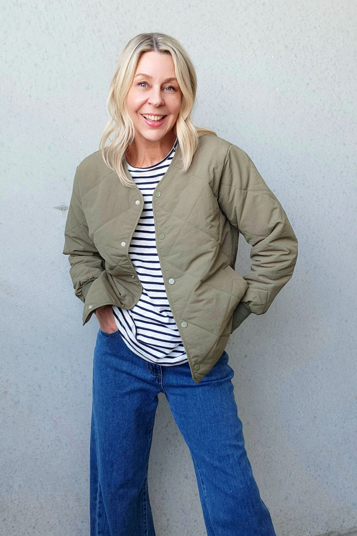 Quilted Spring Jacket - Olive
