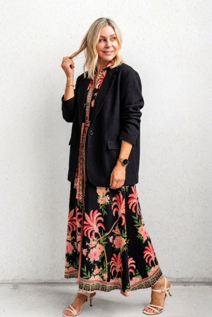 The Palms Midi Dress - Black - Mabel and Woods