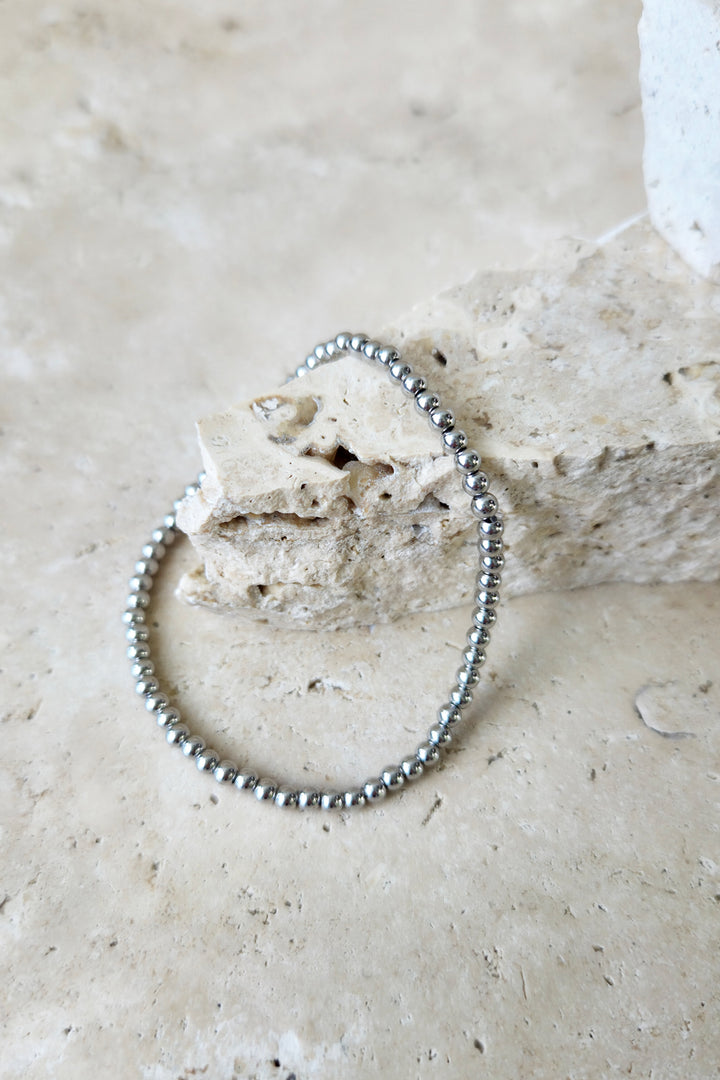 Stretch Bead Bracelet - Silver