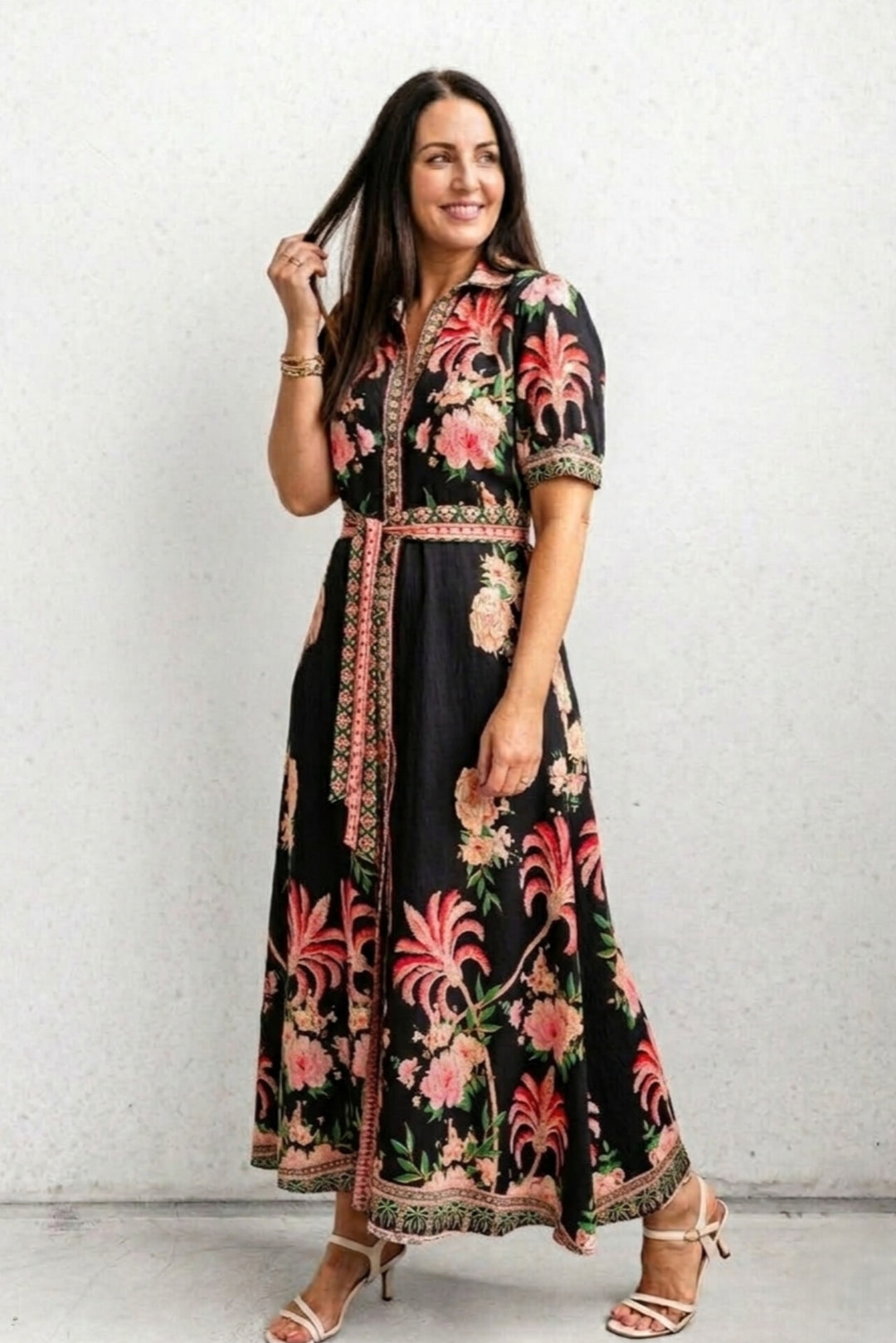 The Palms Midi Dress - Black - Mabel and Woods