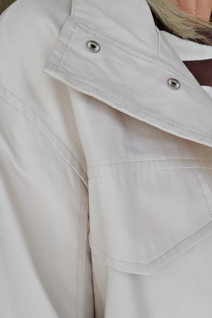 Funnel Neck Light Jacket - Stone - Mabel and Woods