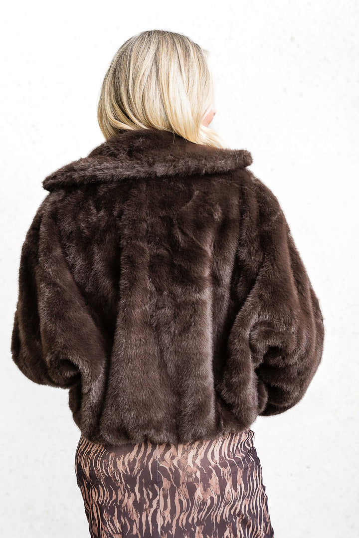 Faux Fur Bomber - Chocolate - Mabel and Woods