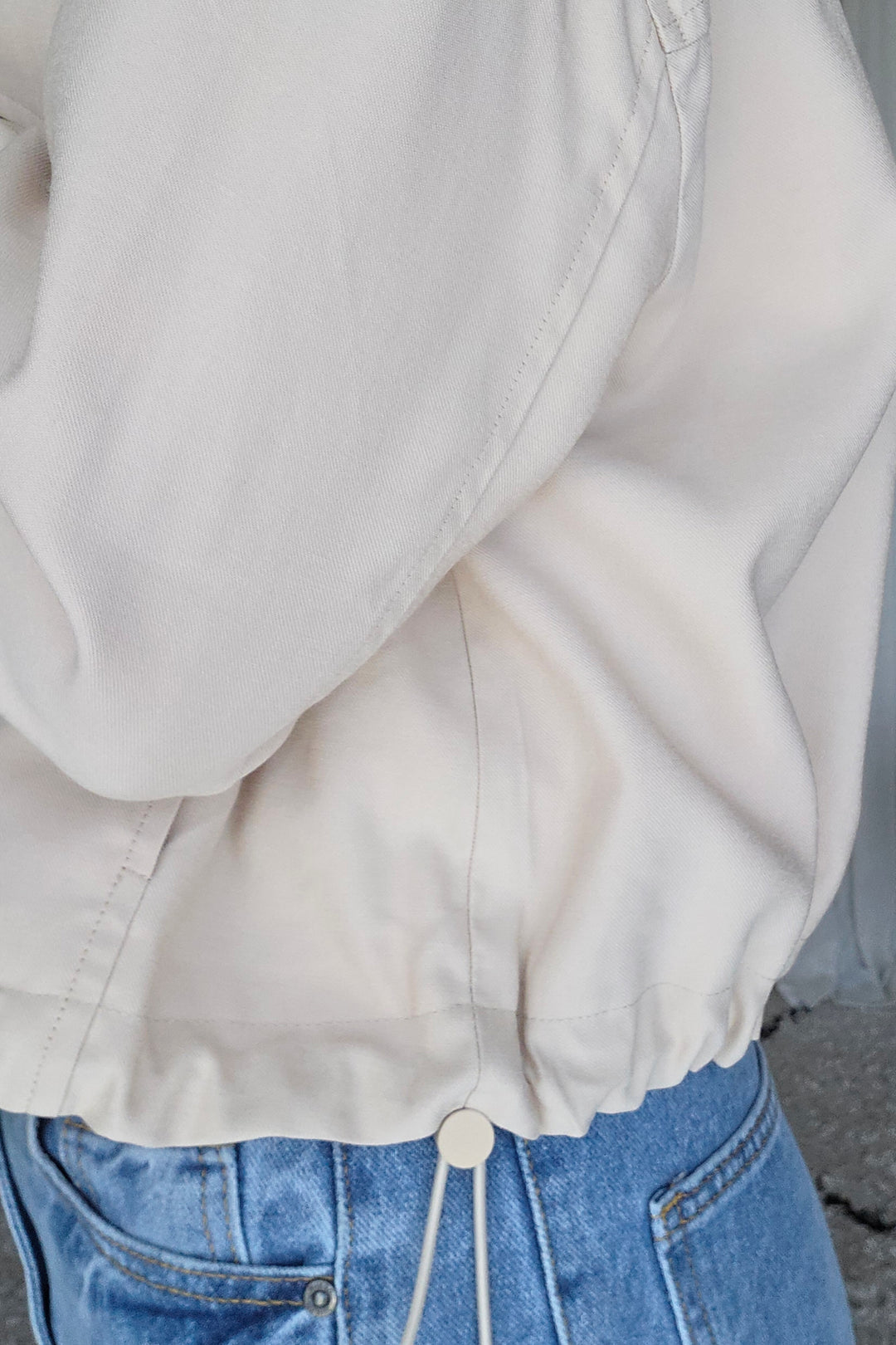 Funnel Neck Light Jacket - Stone - Mabel and Woods