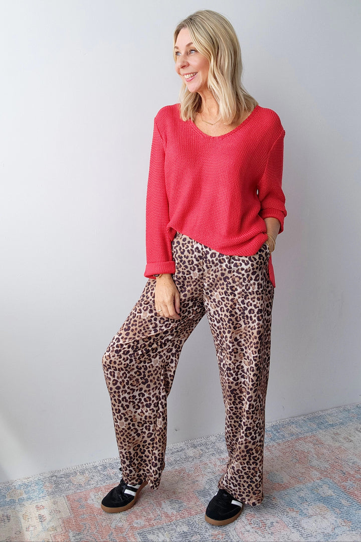Roll Sleeve Knit - Red