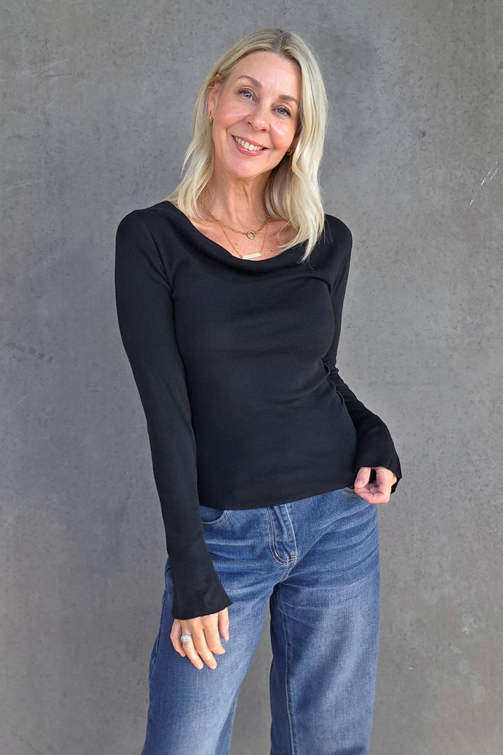 Cowl Neck Knit - Black