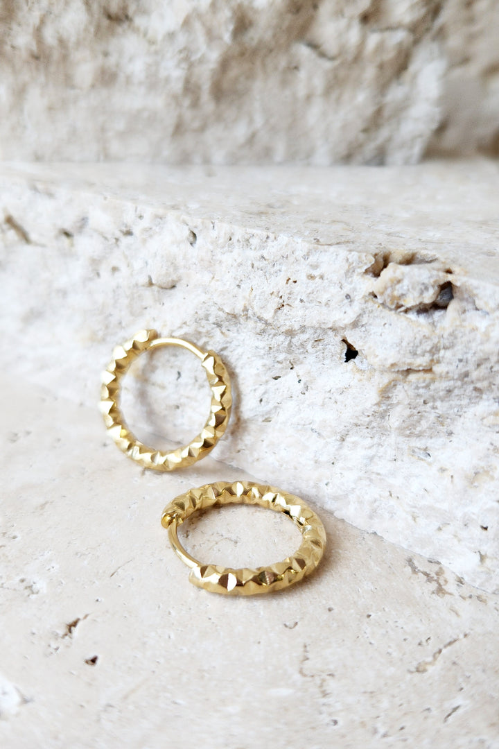 Embossed Hoop Sleeper Earring - Gold