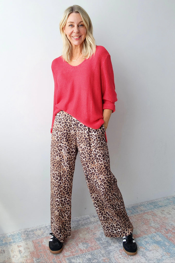 Roll Sleeve Knit - Red