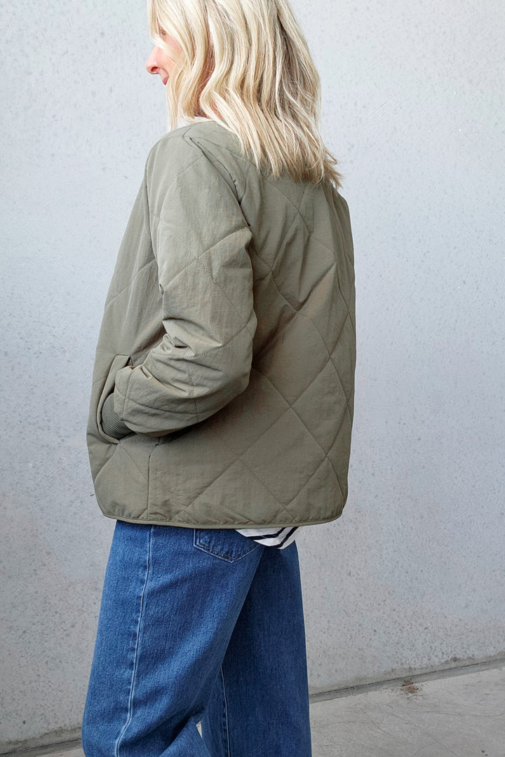 Quilted Spring Jacket - Olive