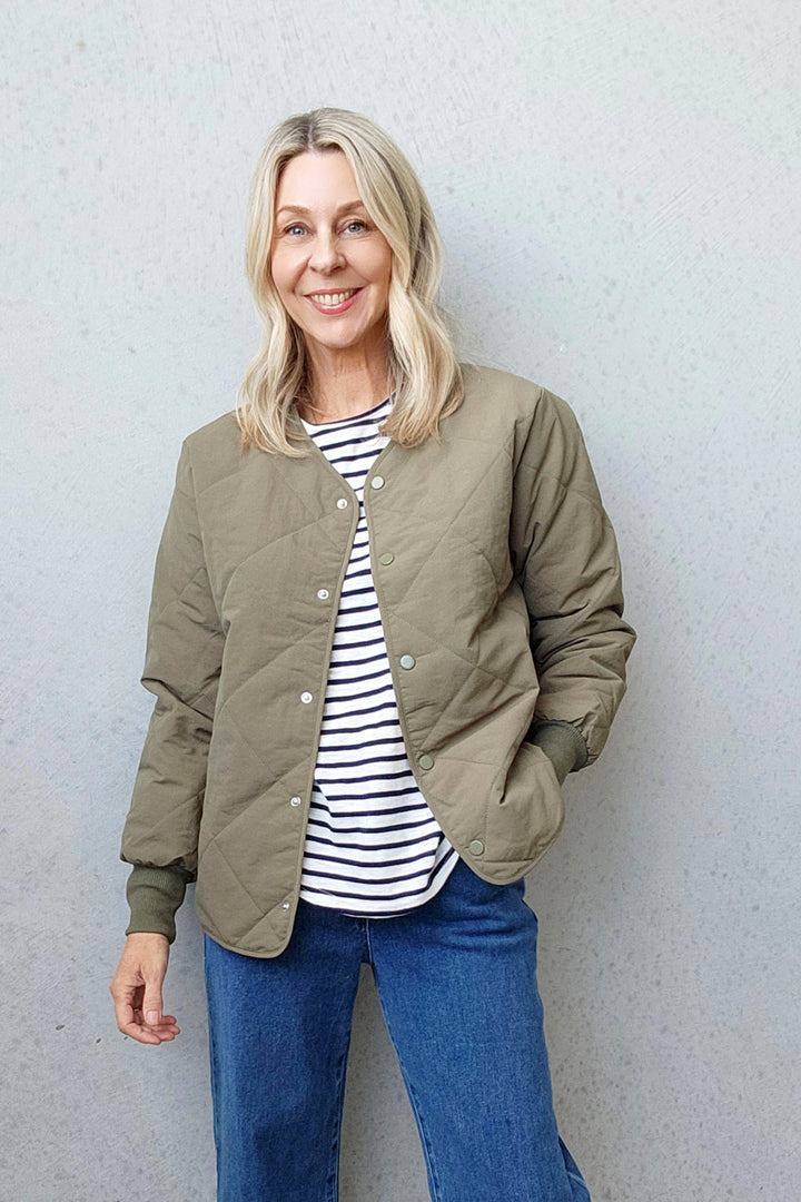 Quilted Spring Jacket - Olive
