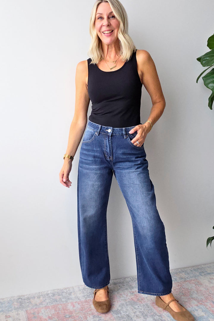 Liza Barrel Jean - Dark Wash - Mabel and Woods
