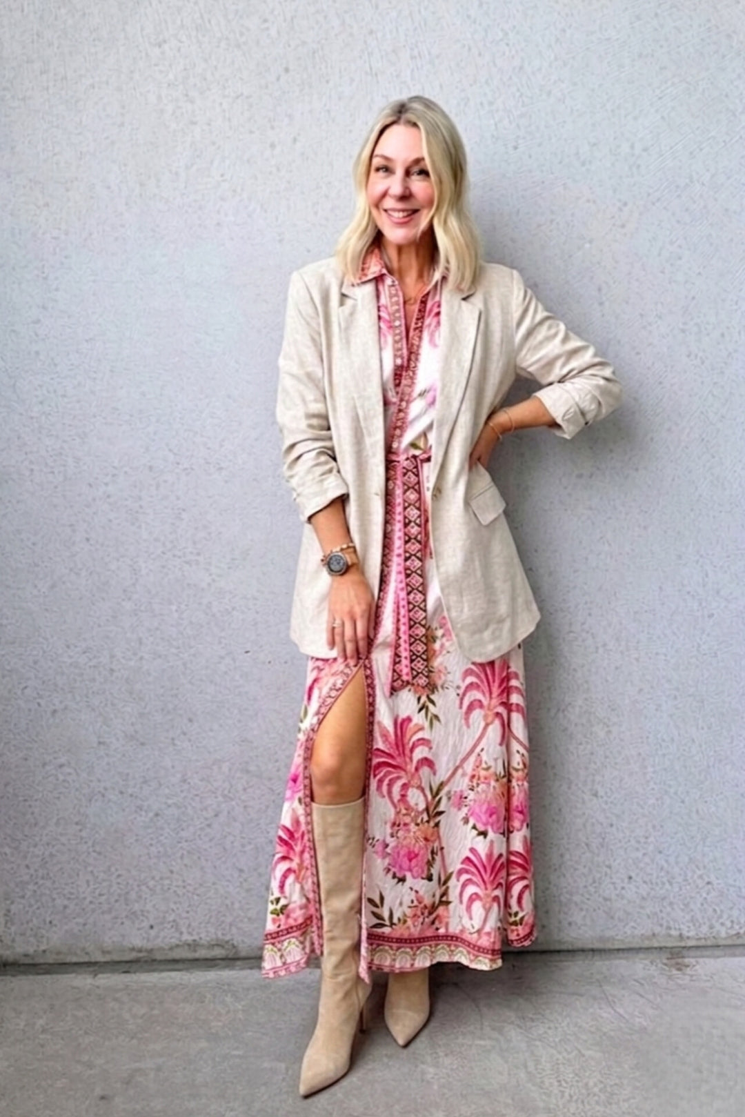 The Palms Midi Dress - Vanilla - Mabel and Woods