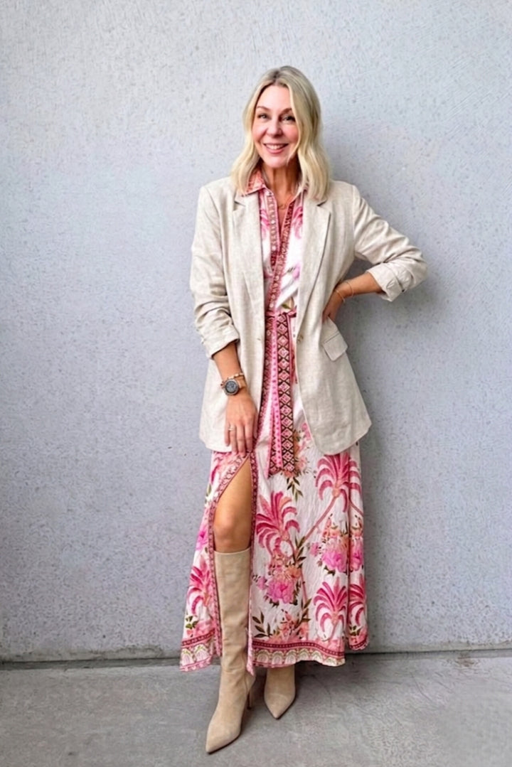 The Palms Midi Dress - Vanilla - Mabel and Woods