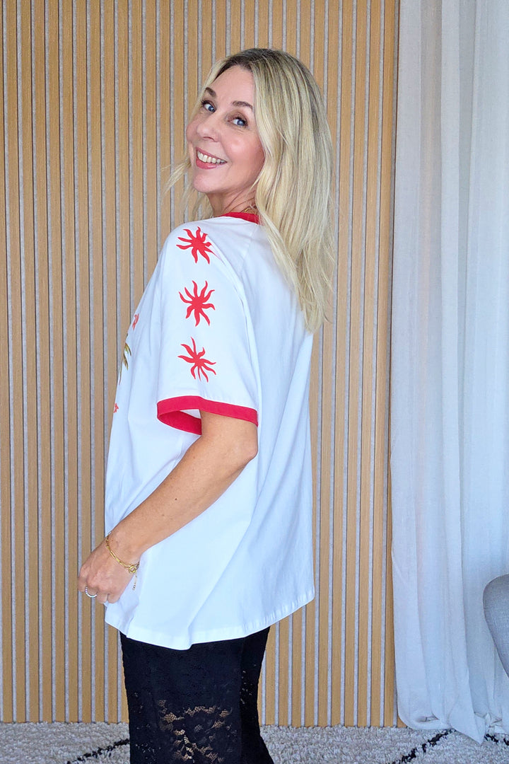 Margarita Cowgirl V-Neck Tee - White
