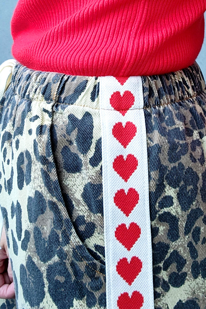 Leopard Heart Racer Pants