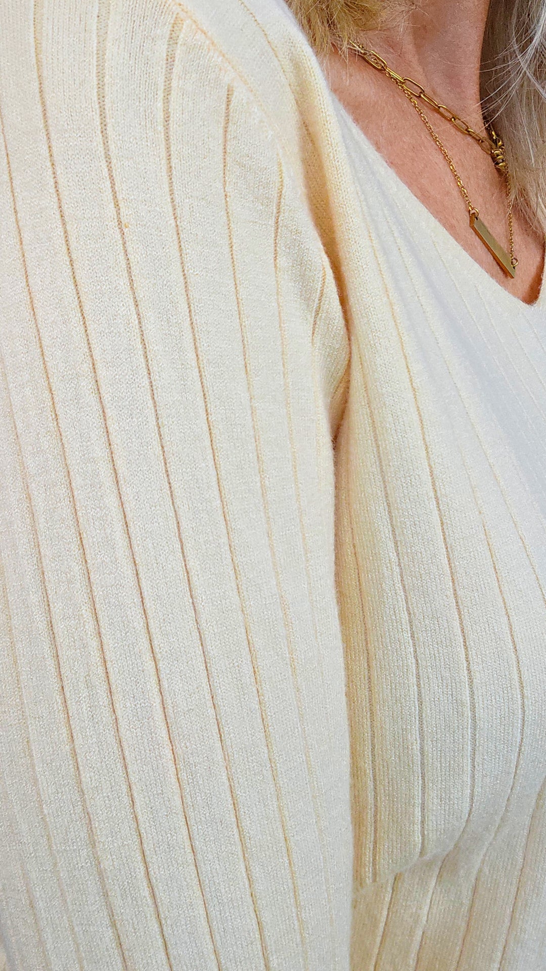 V-Neck Rib Knit - Butter - Mabel and Woods