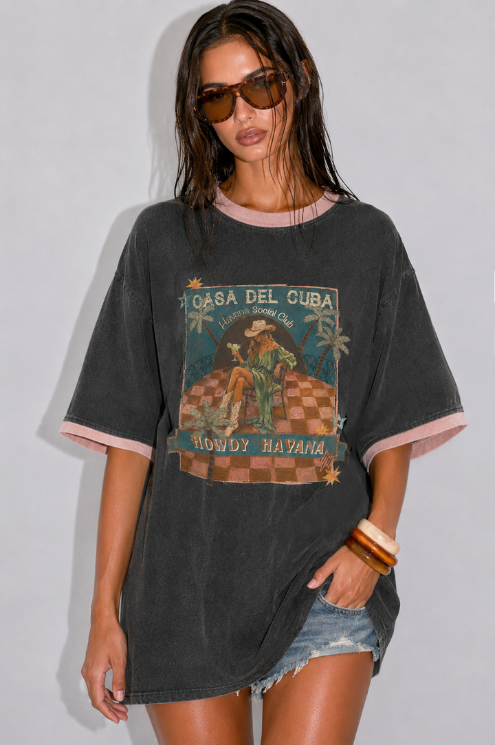 Casa Del Cuba Tee - Charcoal
