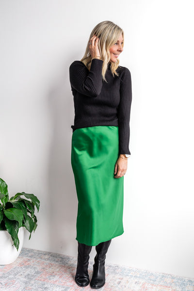 Alira Satin Skirt - Green