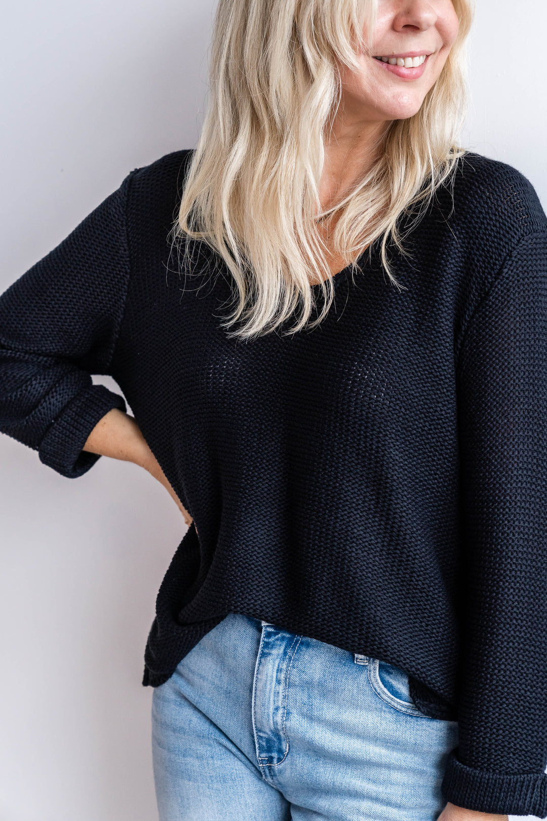 Roll Sleeve Knit - Black