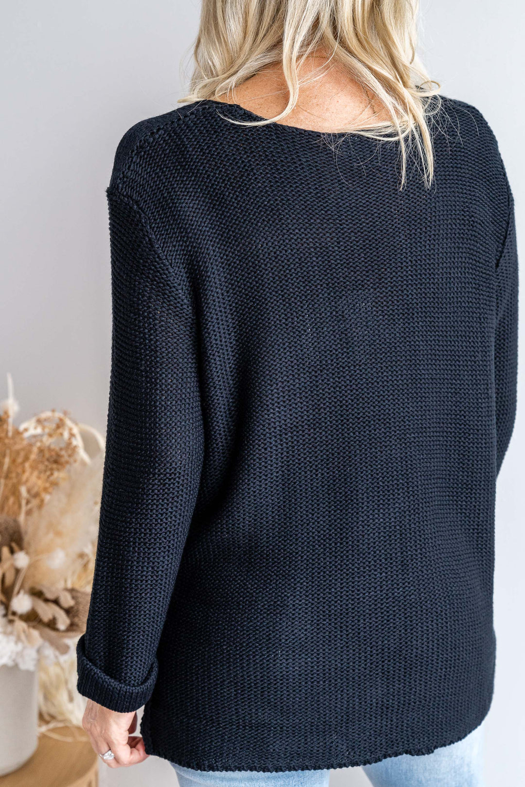 Roll Sleeve Knit - Black