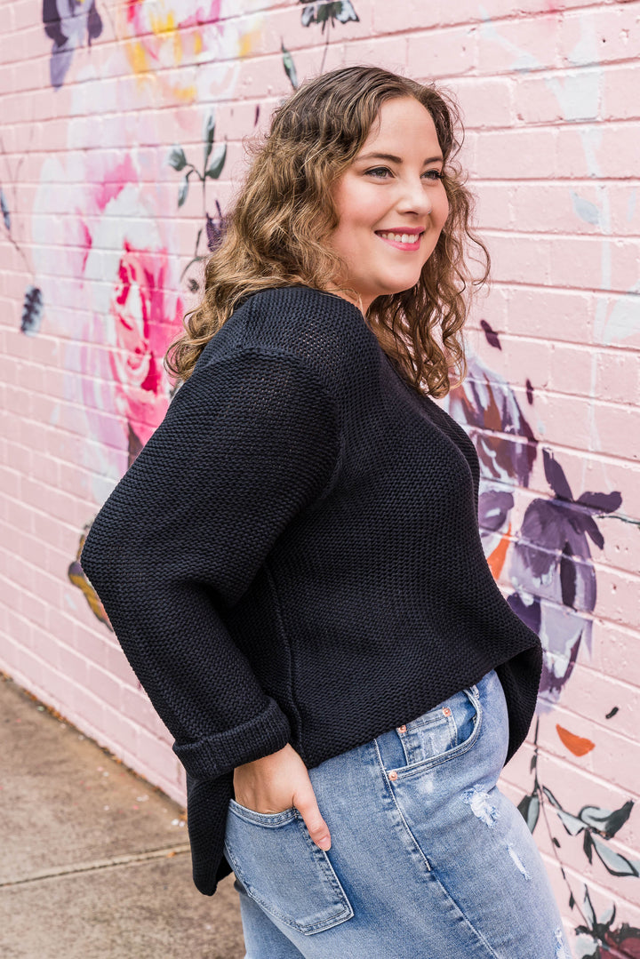 Roll Sleeve Knit - Black