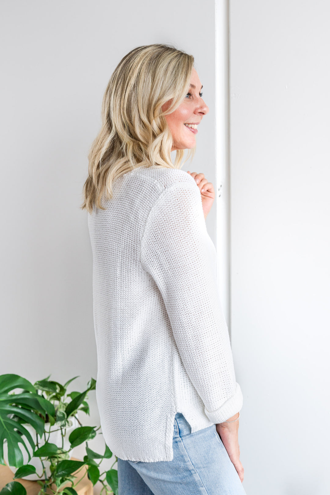 Roll Sleeve Knit - White