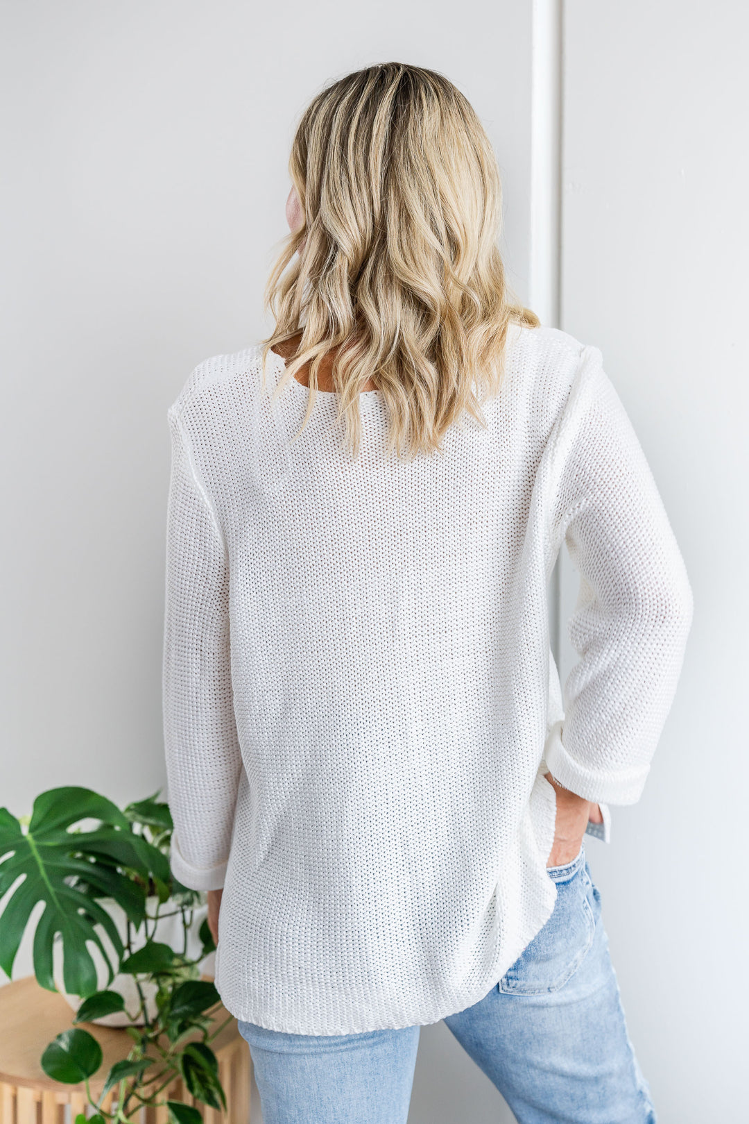 Roll Sleeve Knit - White