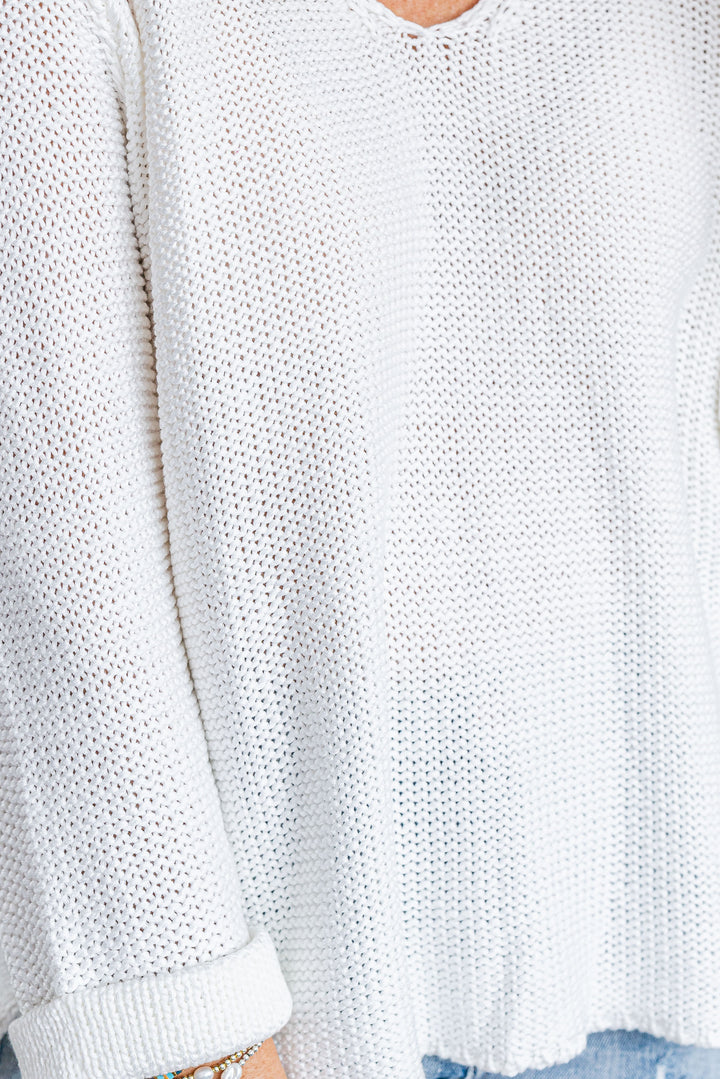 Roll Sleeve Knit - White