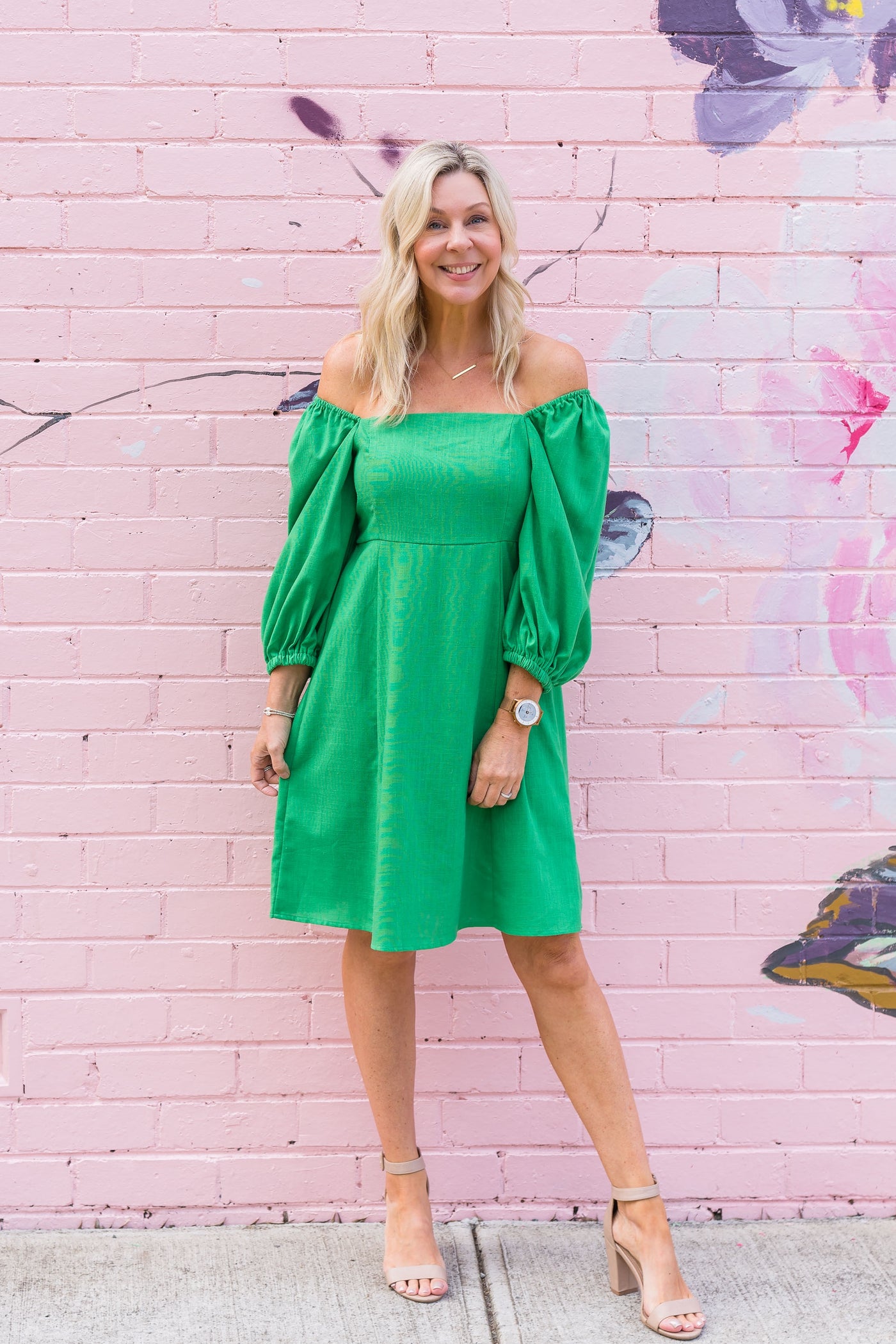 Melbourne 3/4 Sleeve Dress - Apple Green