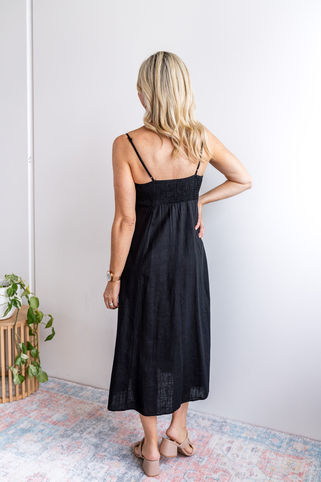 Kai Linen Slip Dress - Black