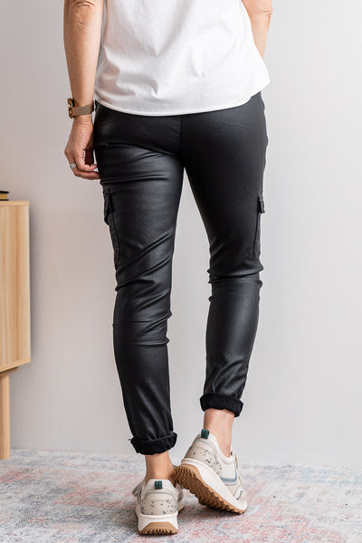 Bowie Coated Joggers - Black