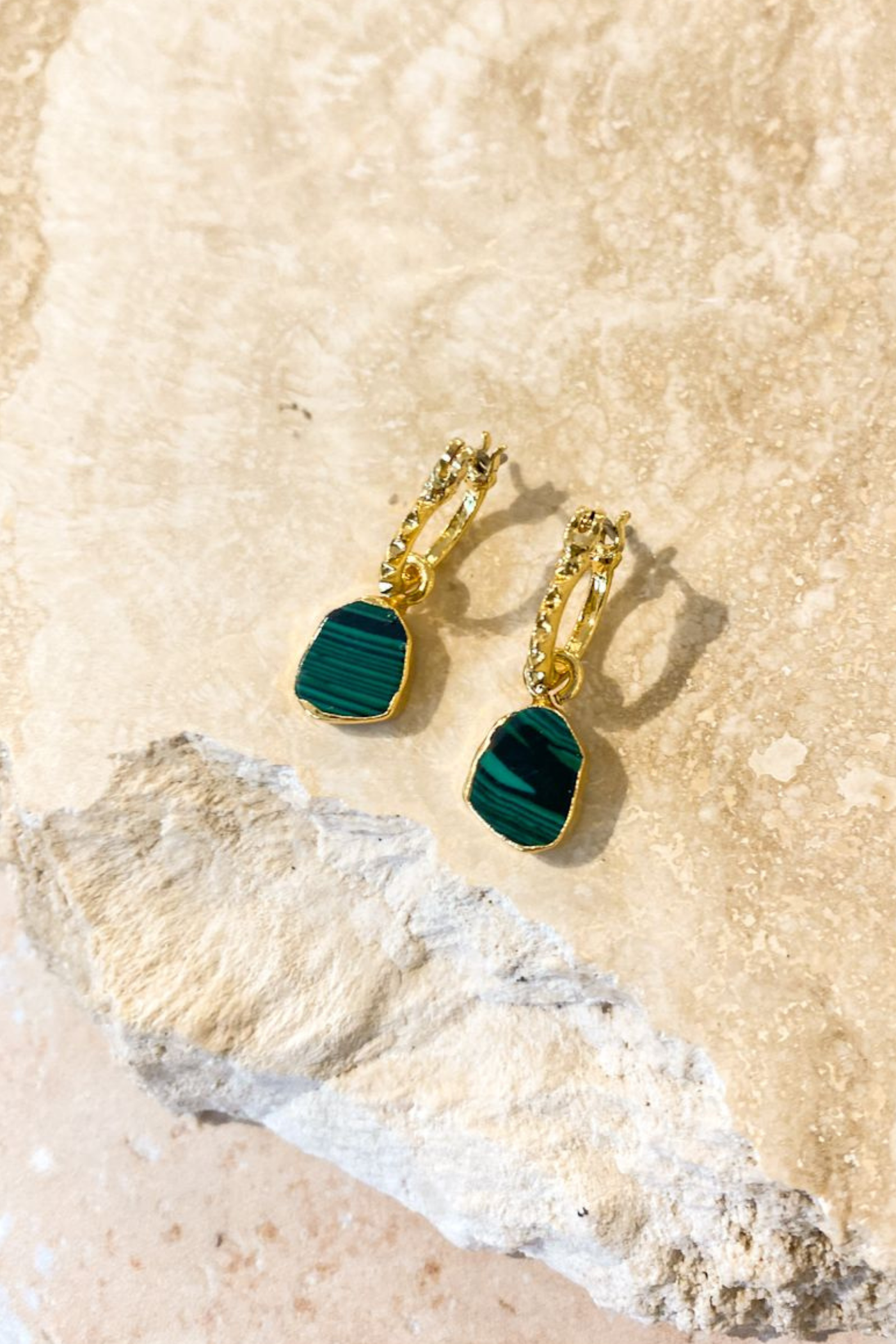 Green stone on sale earrings gold